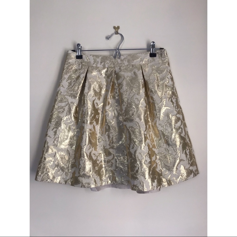 Pim + Larkin A-Line Gold Paisley Skirt
